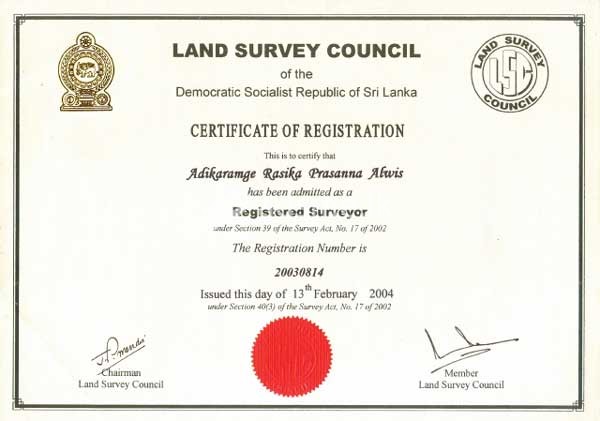 Land Surveyor in Kurunegala  A  R. prasanna Alwis (FSI)