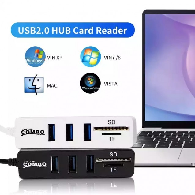 2 IN 1 USB 2.0 HUB 3 USB Ports /   TF, SD Card Reader