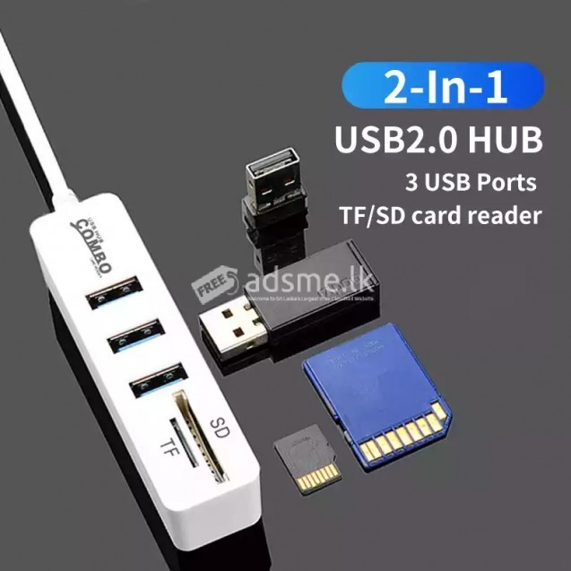 2 IN 1 USB 2.0 HUB 3 USB Ports /   TF, SD Card Reader