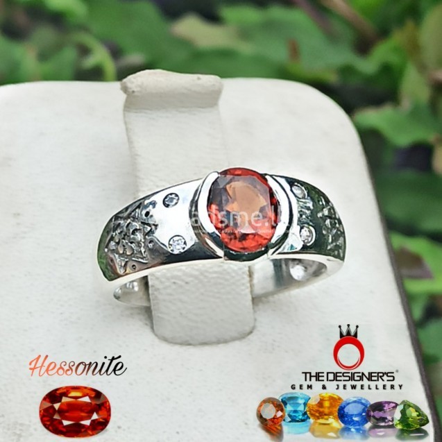 Hessonite Garnet Gem Stone Silver Ring