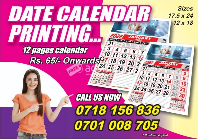 Calendar printing 2022