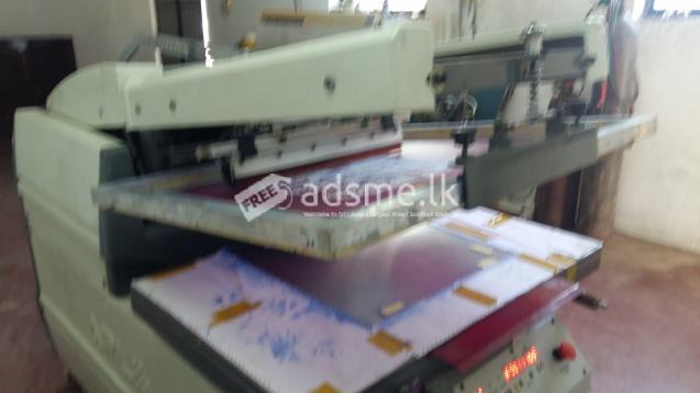 Uv varnish machine and automatic screen printing machine.