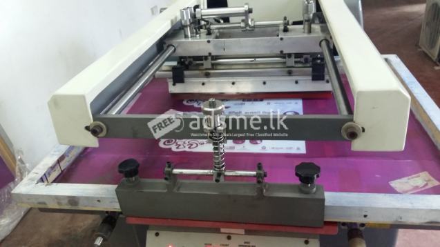 Uv varnish machine and automatic screen printing machine.