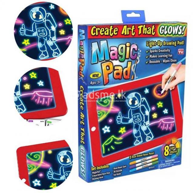 Magic Sketch Pad Kids Learning Drawing Magic Pad Light Up Drawing Pad Board Draw Sketch Board Art Board Write Learning Tablet with Pens