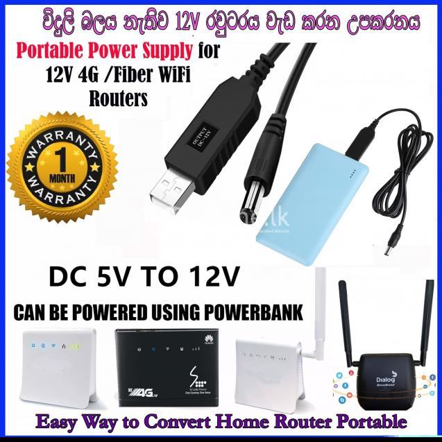 USB to DC Power Cable 5V to 12V DC Power Converter Cable
