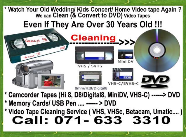 VHS Hi8 MiniDV 8MM Video Cassette tapes cleaning ---> USB DVD Bluray