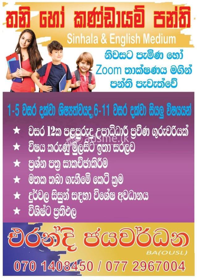 Grade 1_o/l sinhala, mathematics, science, English, geography, history, online or home visiting classes