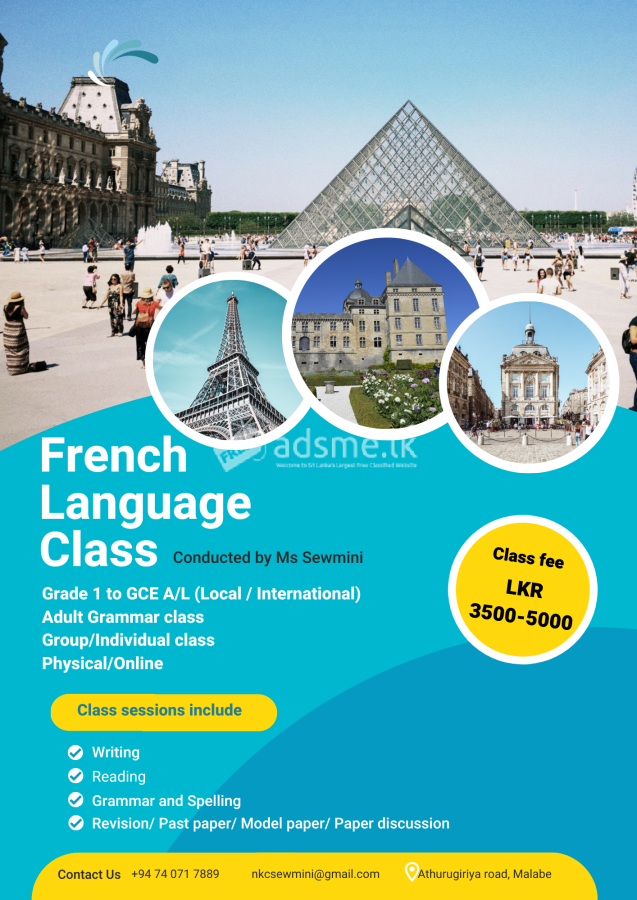 2025 GCE A/L French tuition (Online and Physical)