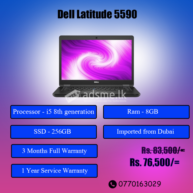 Dell Latitude 5590 (i5 8th gen l 8GB Ram l 256GB SSD)