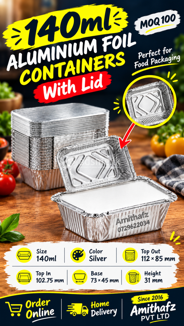 40ml Aluminium Foil Containers with White Board Lid in Sri Lanka | Amithafz Order Online | Home Delivery Petti Daraz Ikman Sale Shops Near Me
