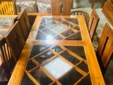 Teak dining table and 6 chairs