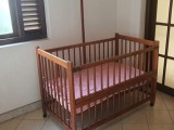 Baby cot wooden with normal mosquito net & mattress