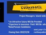 Urgent Vacancy  - Project Managers (island wide )