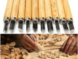 10 pcs Wood Cut Chisels Die Hand Tools Wood Carving Knife Set